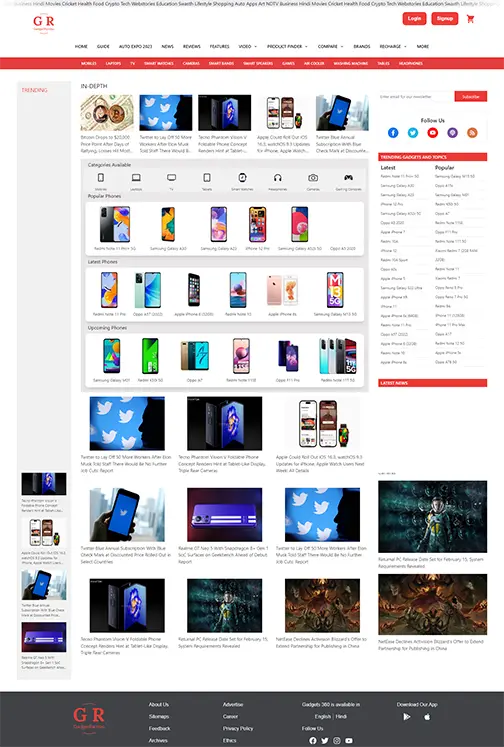 thumbnail of Gadget360, scrolling automatically on hover.